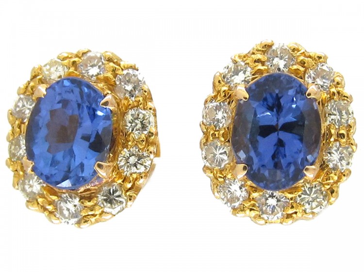 Tanzanite ?& Diamond Cluster Earrings