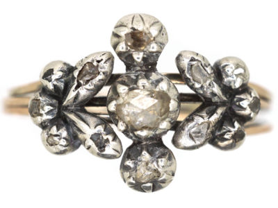 Georgian Triple Band Rose Diamond Opening Ring