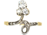 Art Nouveau 18ct Gold & Platinum Three Stone Diamond Ring
