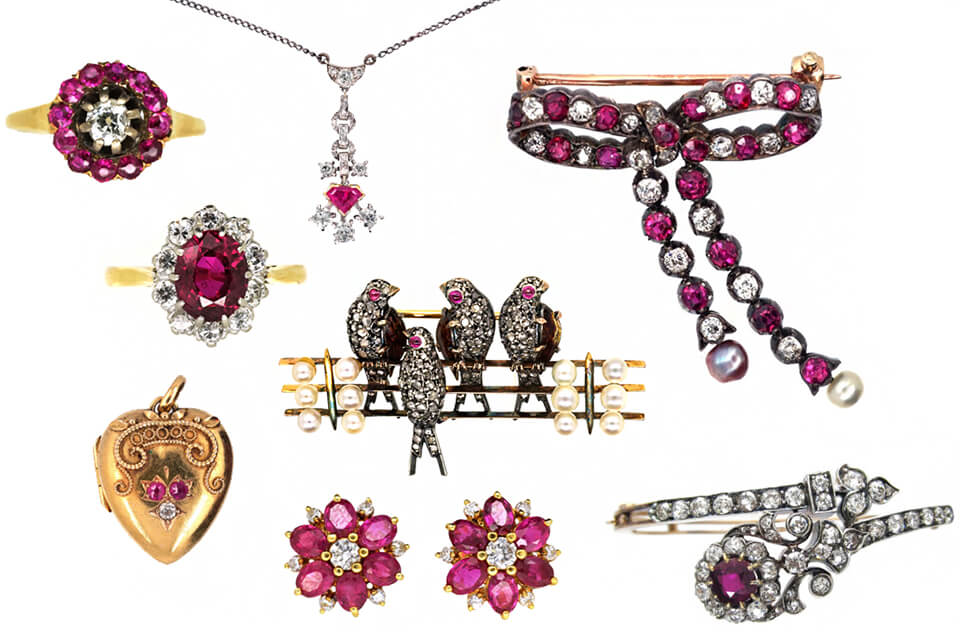 Some of our antique ruby jewellery