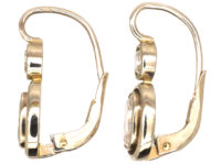 Art Deco 14ct White Gold, Two Stone Diamond Oval Drop Earrings