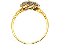 Victorian 18ct Gold, Blue Enamel & Diamond Swirl Ring