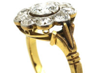 Edwardian 18ct Gold & Platinum Large Diamond Cluster Ring