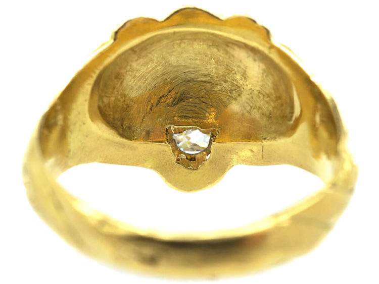 French 18ct Gold Belle Epoque Lion Ring set with a Diamond