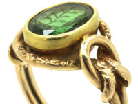 Victorian 15ct Gold & Tourmaline Ornate Signet Ring