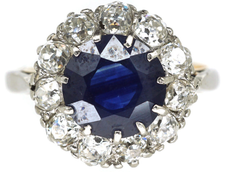 18ct Gold & Platinum, Sapphire & Diamond Cluster Ring