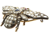 Victorian Diamond, Ruby & Sapphire Bee Brooch