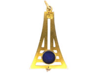 Art Deco 14ct Gold, Lapis Lazuli & Pearl Pendant