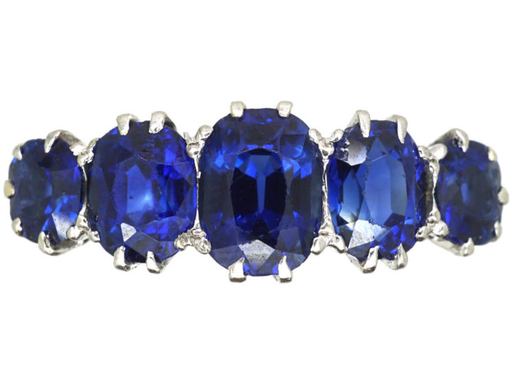 Art Deco Platinum, Five Stone Sapphire Ring