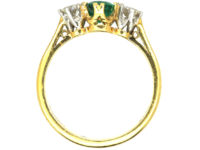 18ct Gold, Emerald & Diamond Three Stone Ring