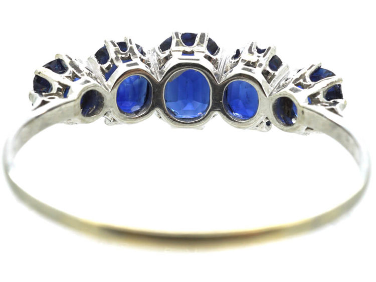 Art Deco Platinum, Five Stone Sapphire Ring