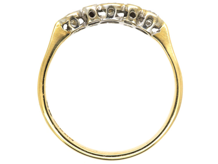 18ct Gold & Diamond Three Stone Ring with Small Diamonds In Between