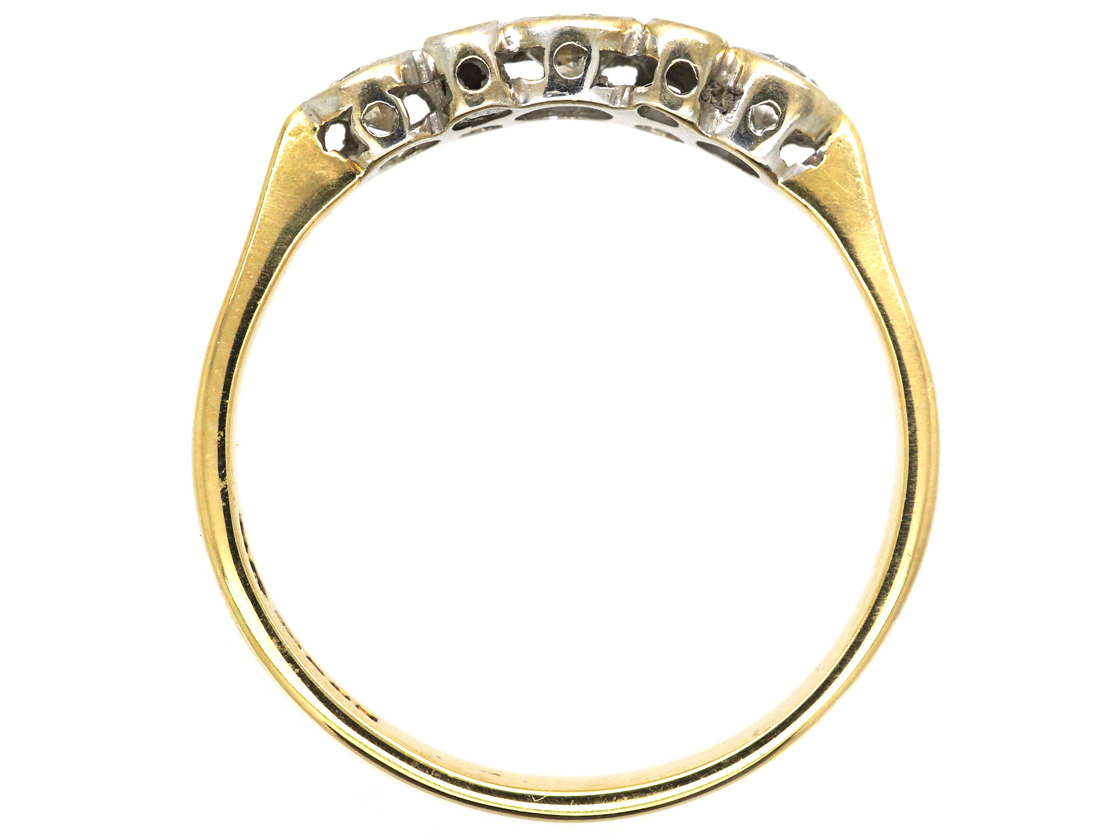 18ct Gold & Diamond Three Stone Ring with Small Diamonds In Between ...