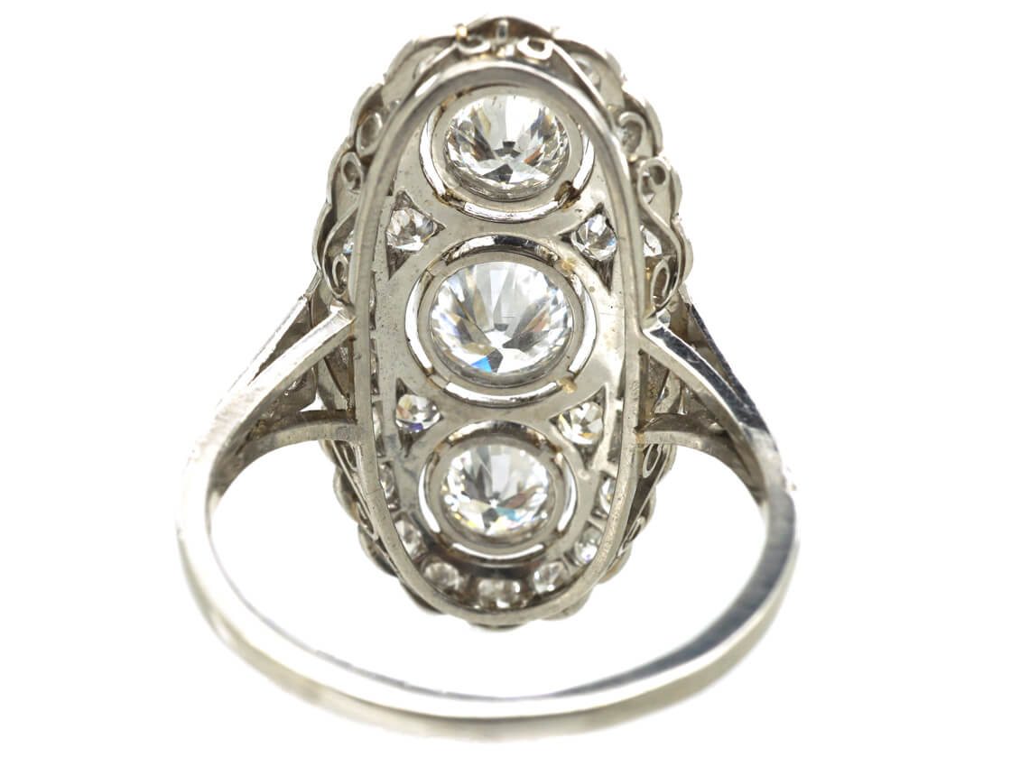 Art Deco Platinum Large Oval Diamond Cluster Ring (953M) | The Antique ...