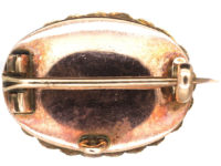 Georgian 9ct Gold, Malachite & Natural Split Pearl Oval Brooch