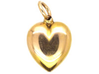 Edwardian 15ct Gold Heart Pendant Set with a Diamond in a Heart Shaped Setting