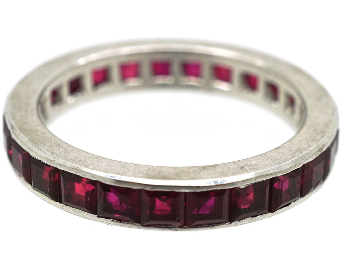 Retro 18ct White Gold & Ruby Eternity Ring (922M) | The Antique