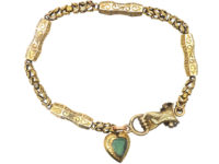 Georgian 15ct Gold & Turquoise Bracelet with Hand Clasp & Heart in Original Case