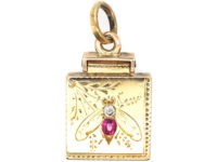 Edwardian 15ct Two Coloured Gold Locket with Bee
