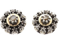 Georgian Round Silver & Gold Diamond Earrings