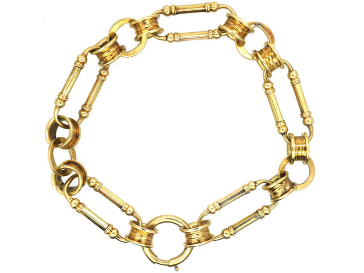 Victorian 18ct Gold Wide Link & Circle Bracelet