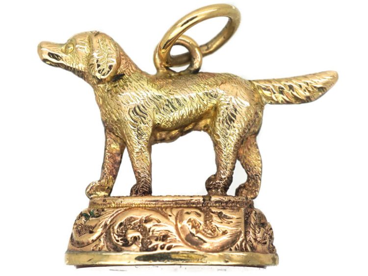 Regency 9ct Gold Seal of a Spaniel with Carnelian Base