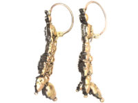 Portuguese 18th Century Silver, Gold & Rose Diamond Acorn Drop Earrings