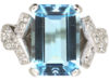 18ct White Gold Rectangular Aquamarine & Diamond Ring - The Antique ...