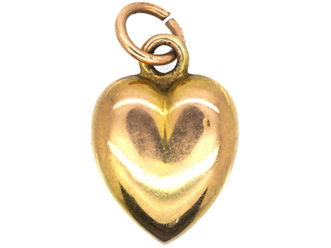 Edwardian 9ct Gold Heart Shaped Pendant 35n The Antique Jewellery