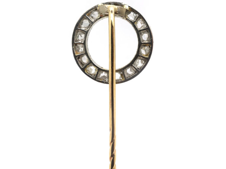 Art Deco Platinum & Rose Diamond Winning Post Tie Pin