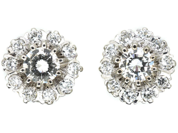 18ct White & Yellow Gold Diamond Cluster Earrings