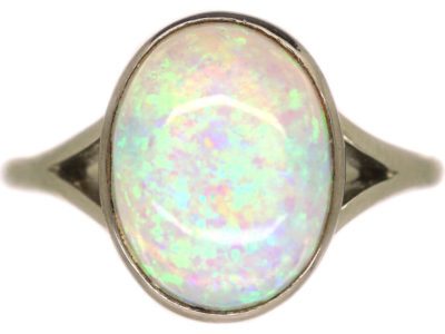 Art Deco Platinum & Opal Ring