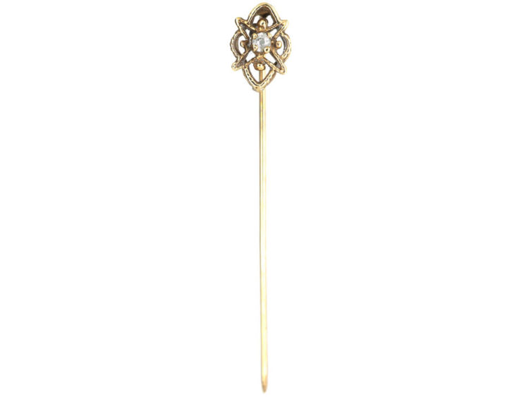 9ct Gold & Diamond Openwork Design Tie Pin
