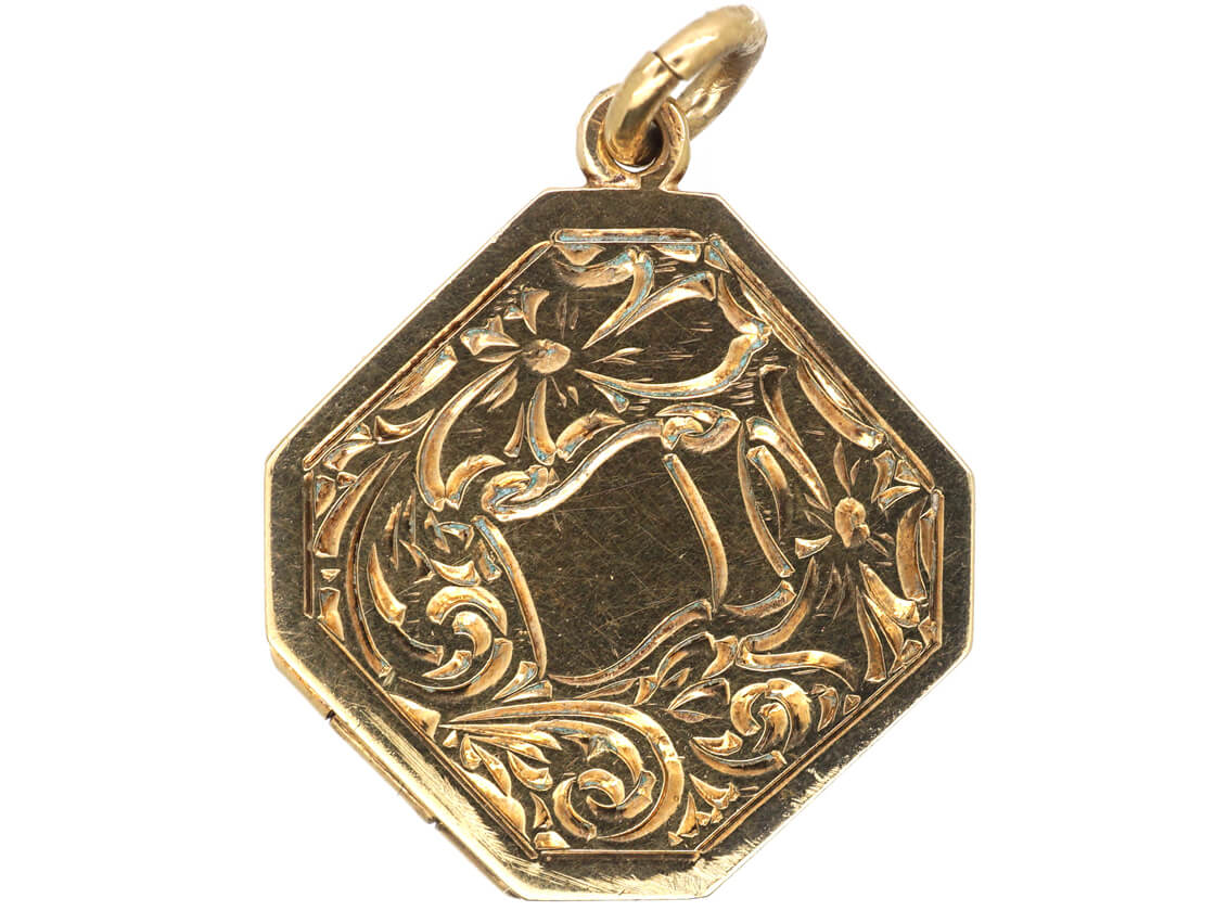 9ct Gold Octagonal Locket (957M) | The Antique Jewellery Company