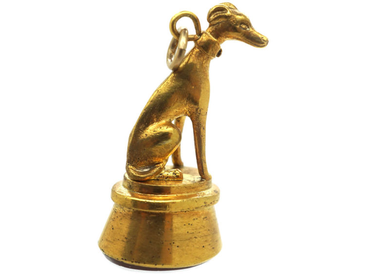 Victorian Gold Cased Seal of a Greyhound