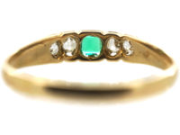 Victorian 18ct Emerald & Diamond Five Stone Ring