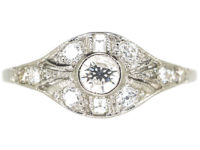 Art Deco Platinum & Diamond Cluster Ring