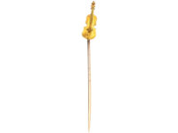 Edwardian 18ct Gold Tie Pin of a Cello