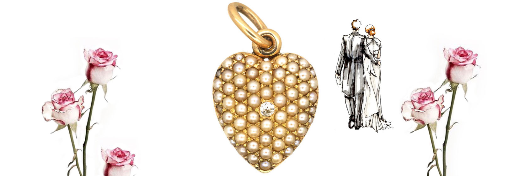 Edwardian 15ct Gold Diamond & Natural Split Pearl Pave Set Heart Locket