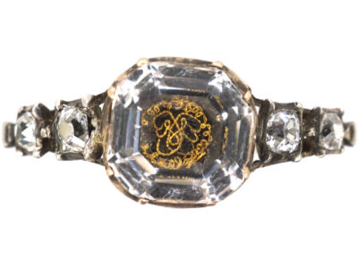 Georgian Gold Stuart Crystal Ring with Gold Thread Detail