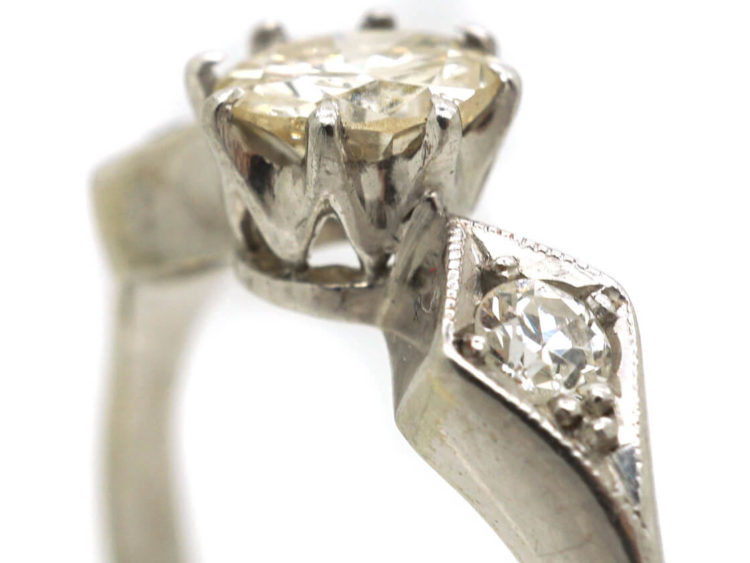 Art Deco 18ct White Gold Three Stone Diamond Ring