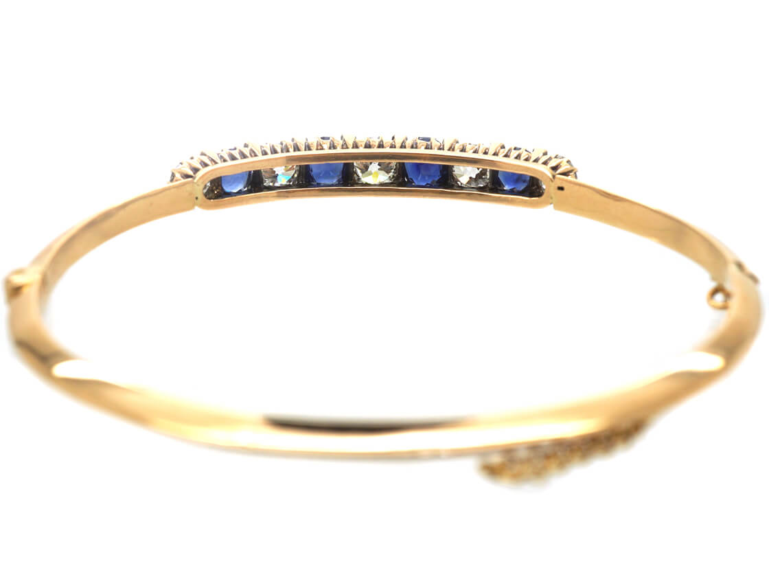 Swedish 18ct Gold Sapphire & Diamond Bangle (2N) | The Antique ...