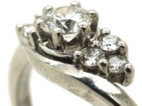 Diamond Single Stone Diamond Ring with Diamonds on Either Side