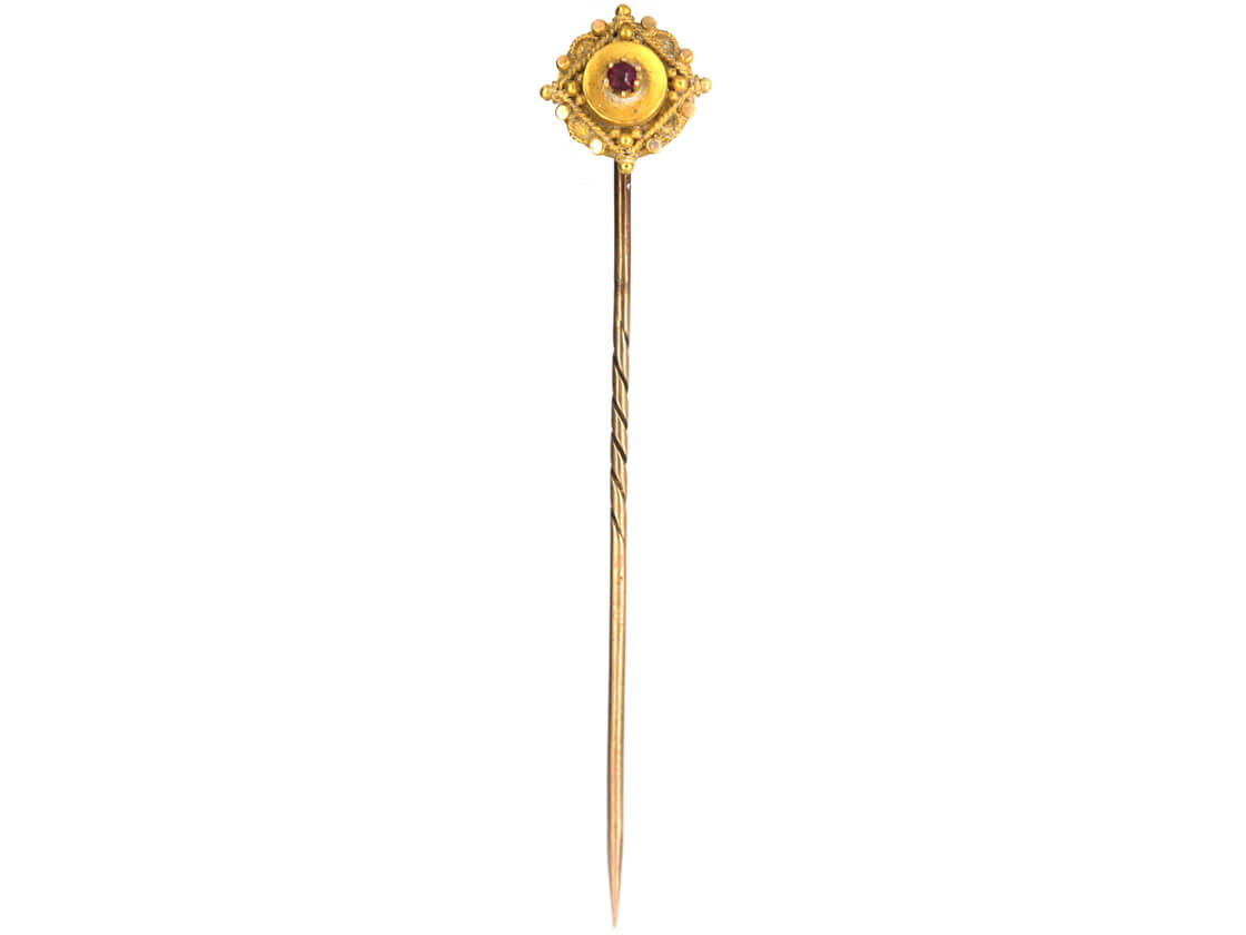 Victorian 15ct Gold & Ruby Tie Pin (18/G) | The Antique Jewellery Company