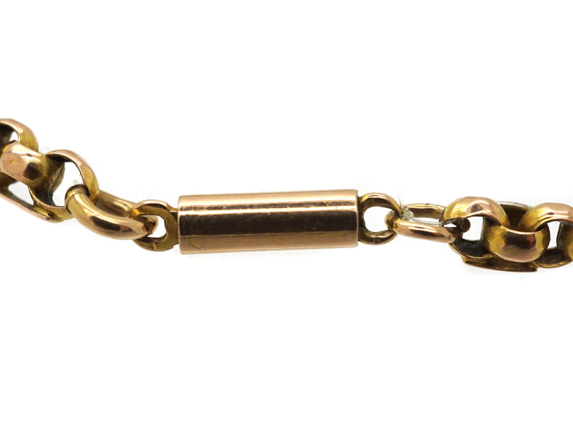 Antique 9ct rose gold faceted belcher link chain