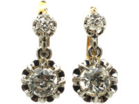 French Belle Epoque 18ct White & Yellow Gold Diamond Drop Earrings