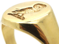 9ct Gold Signet Ring with an Owl Intaglio