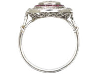 Art Deco Platinum, Ruby & Diamond Oval Target Ring