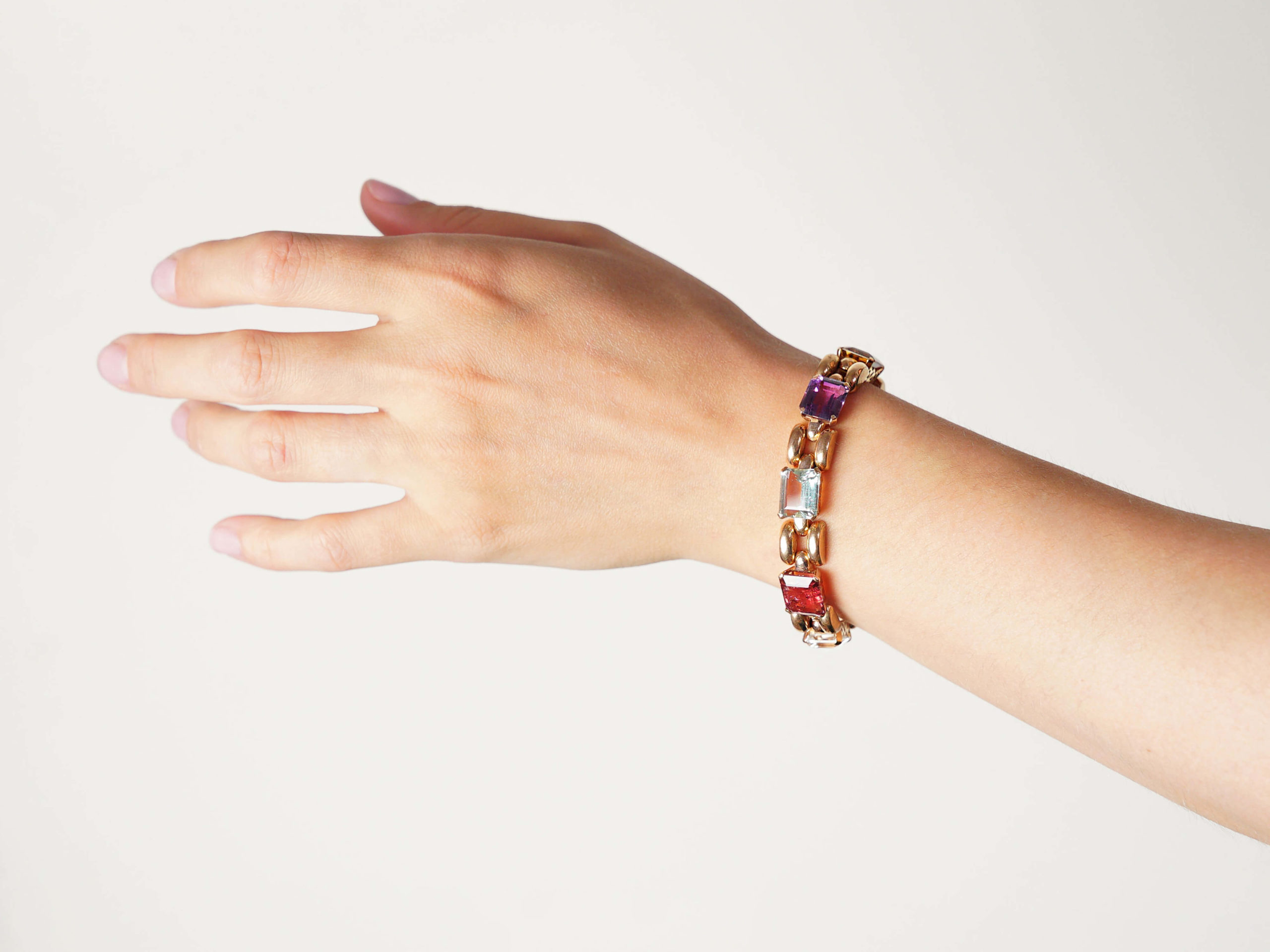 MIRACLE　1970s’ multicolor　stone bracelet retro-multi-gemstone-