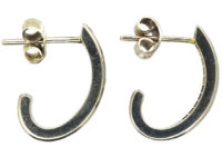 18ct White Gold & Sapphire Half Hoop Earrings